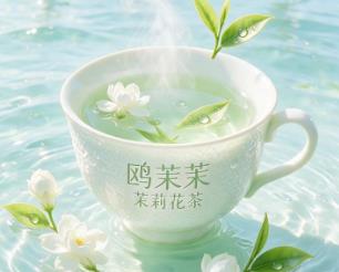 手捧茉莉花茶的静谧场景